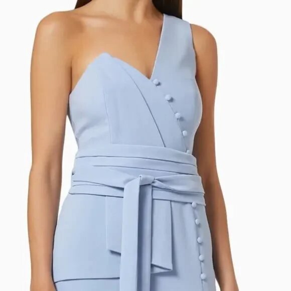 Lavish Alice One Shoulder Origami Mini Dress in Cornflower Blue Size 12 NWT - Picture 2 of 13